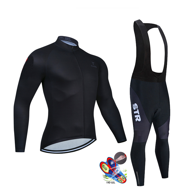 Mountain Biking Clothes - Осенний черный комплект велосипедного трикотажа с